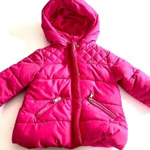 Zara girls dark pink warm puffer jacket winter coat 12-18 months